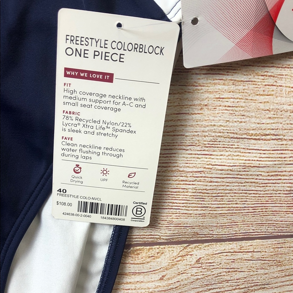 Athleta‎ Women's One Piece Swimsuit - Teal, Navy, and White 💜 - Picture 2 of 5